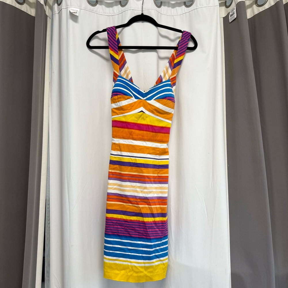 Calvin Klein Multicolor Sheath Midi Dress Sweetheart Neckline